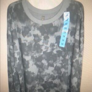 Mondetta Women's Plus Size 3X Blue Printed Tencel Modal Soft Sweatshirt NWT